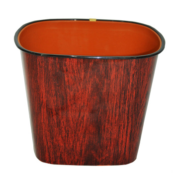Brown Wood Design Plastic Open Top Waste Bin (B06-069-3)